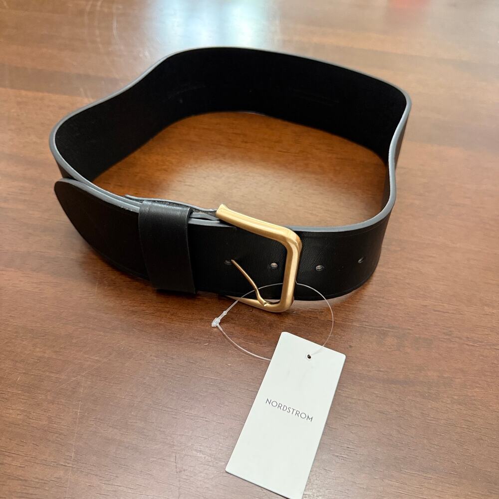 Nordstrom Wide Black Leather Belt - XS